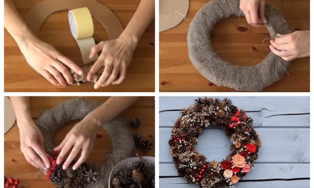 Postup, ako vyrobiť krásny veniec na dvere